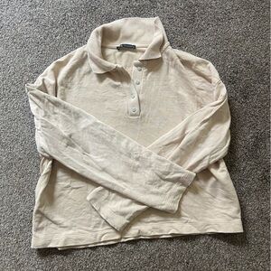 Zara beige 3/4 button up sweatshirt